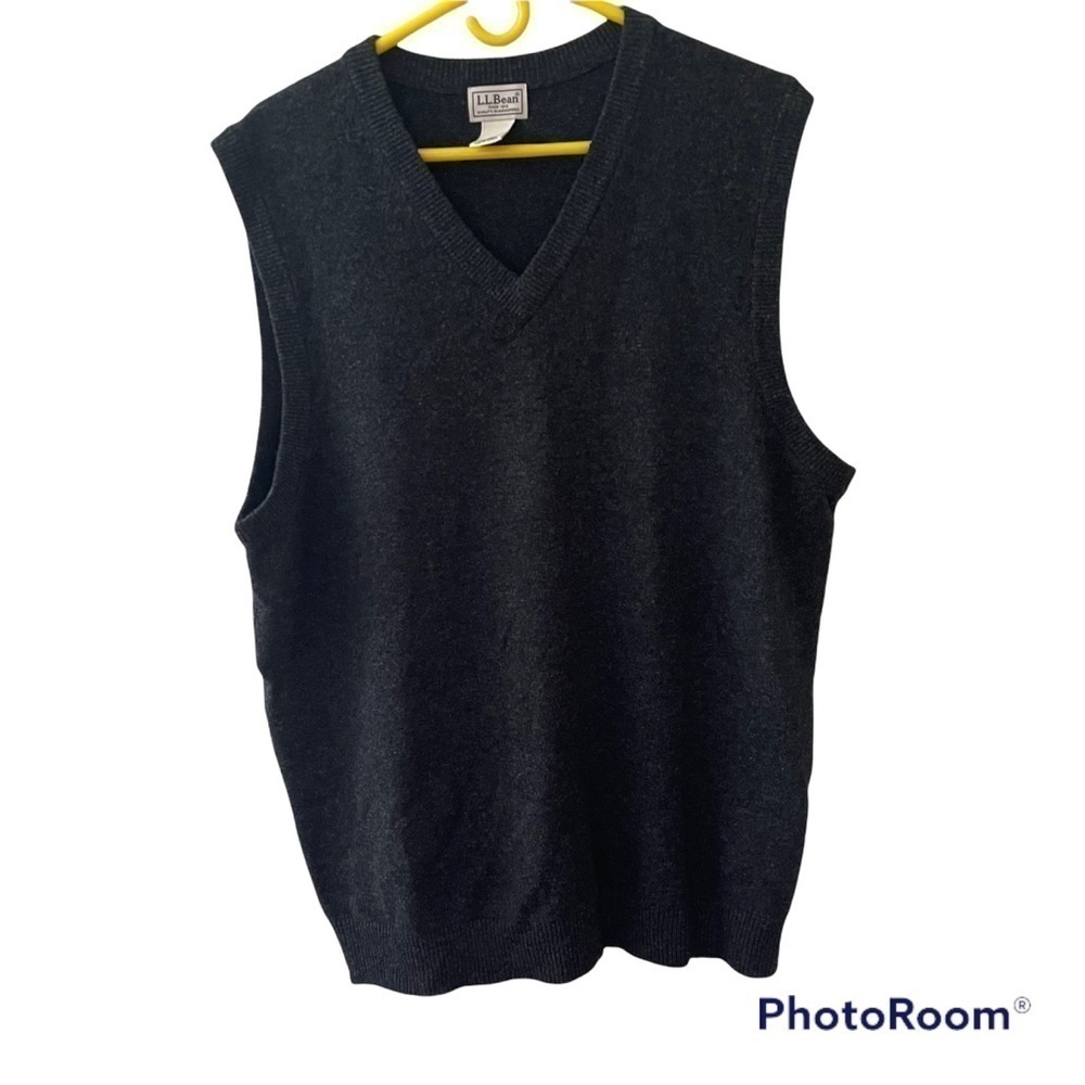 LL bean 100 percent lambs wool vest mens size L-T